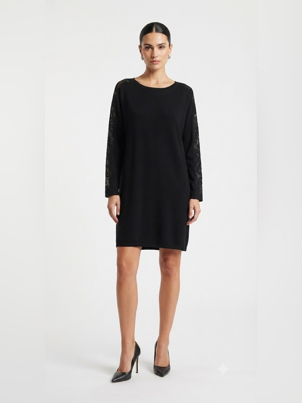 Zara Sleeve Open Back Black Dress
